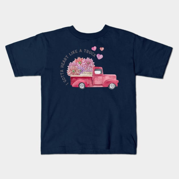 I gotta heart like a truck Kids T-Shirt by Joy-Graphix